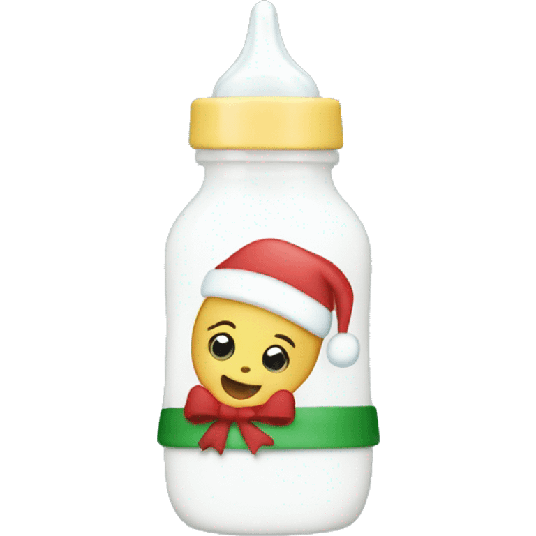 Baby bottle in Christmas design with milk emoji