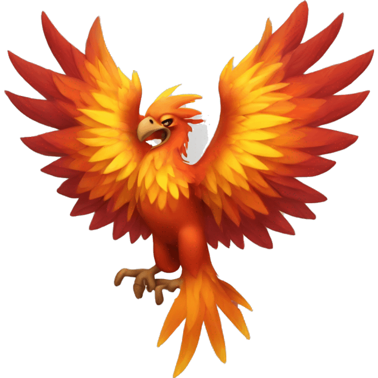 a phoenix looking like a phoenix-person with in head looking angry emoji