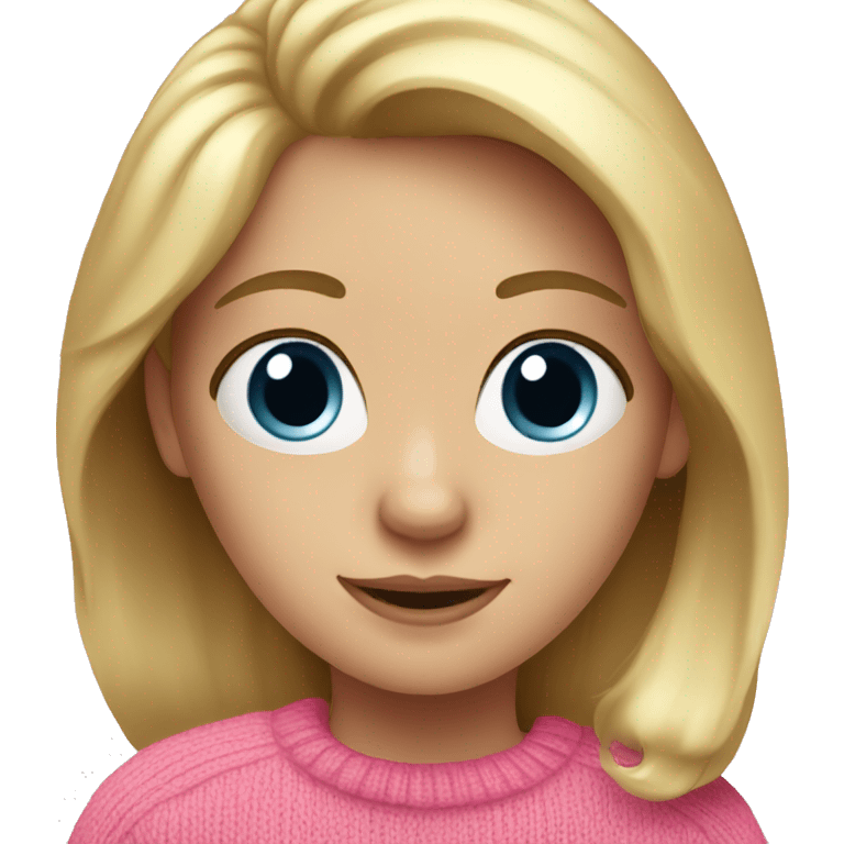 girl with blond hair, pink sweater, ipad emoji