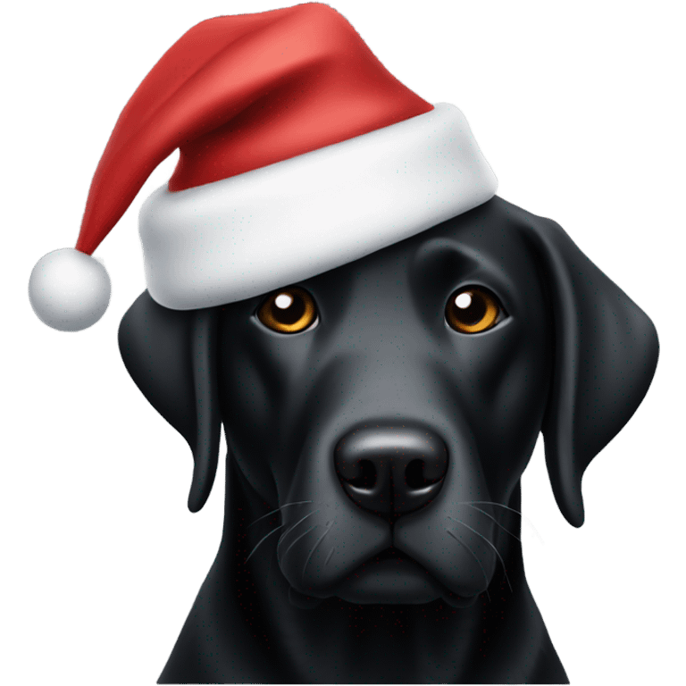 Black lab with Santa hat emoji