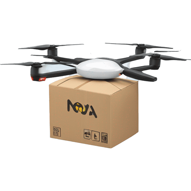 Delivery drone with a delivery box logo Nova Post  emoji