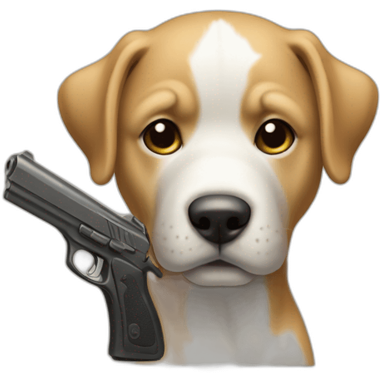 Un chien avec un pistolet emoji