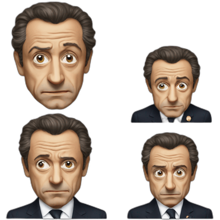 Sarkozy with a costard and with a death stare emoji