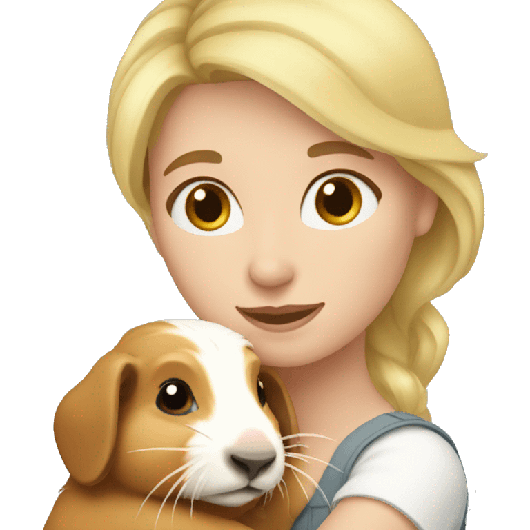 Blonde Woman hugging a guineapig emoji