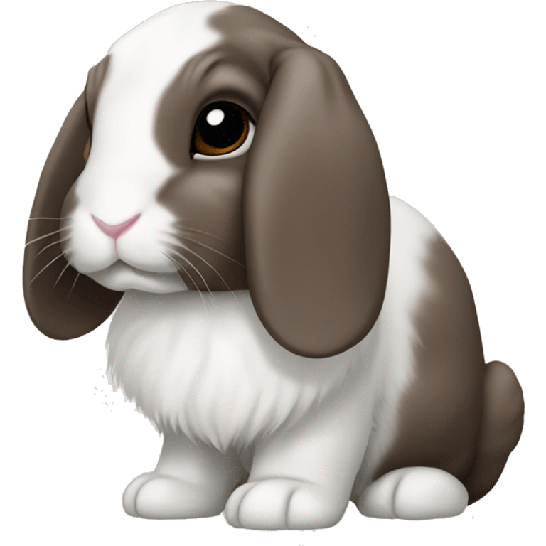 lop rabbit with dark brown ears and nose emoji