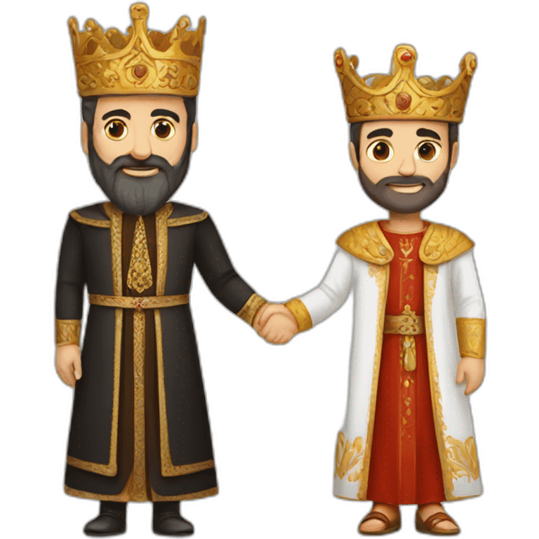 An Armenian king and an Iranian king holding hands emoji