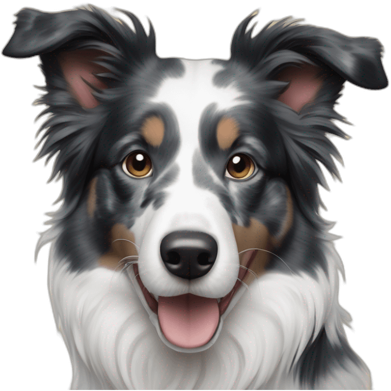 Dual tone, black and white Blue Merle Border Collie emoji