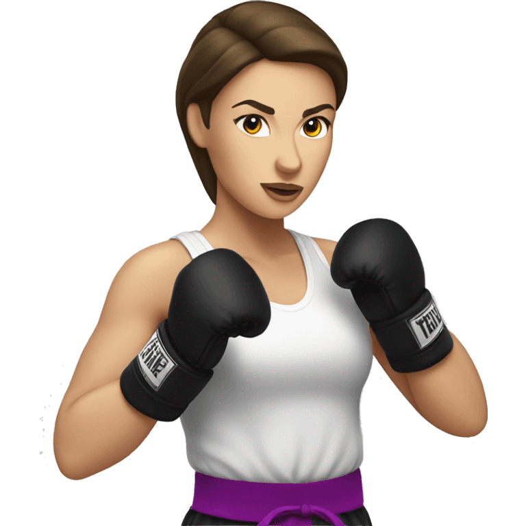 Brunette white Woman kickboxing emoji