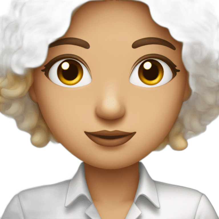 Mulher branca de olhos claros e cabelo preto tomando café emoji