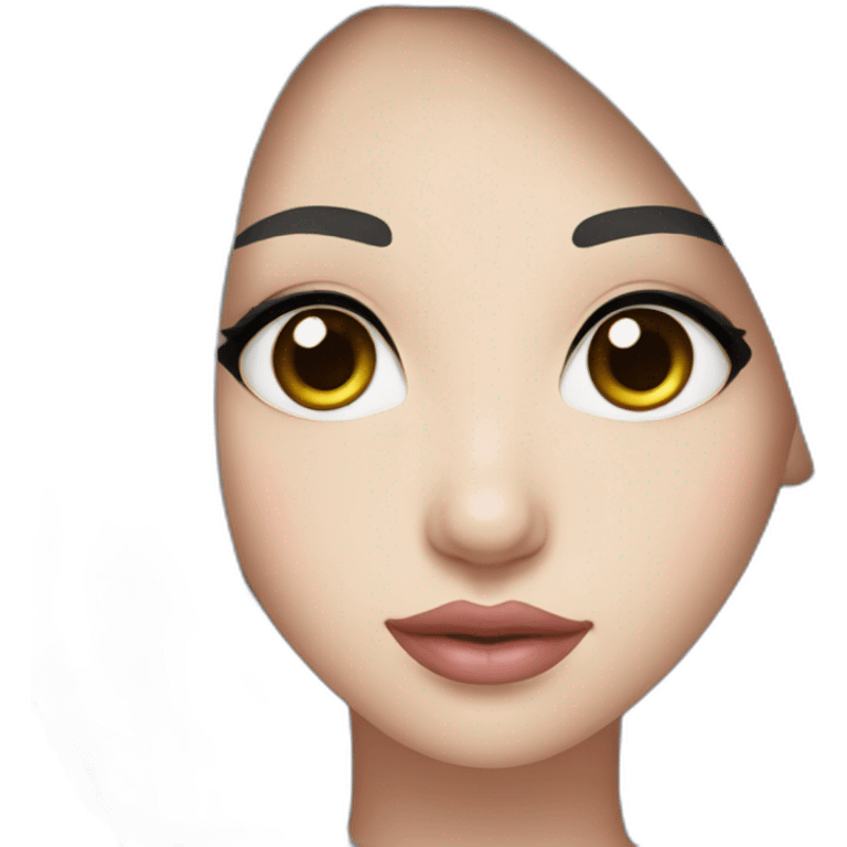 Beautiful woman,Black hair,long hair,White skin,oval face,big eyes,Blackeyes,Pink lips,Chinese emoji