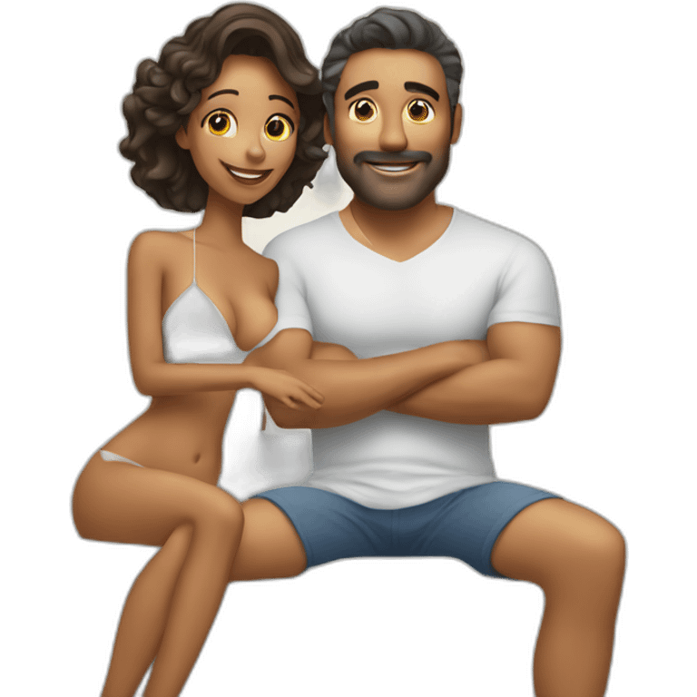 man and beautiful woman in bathtub emoji