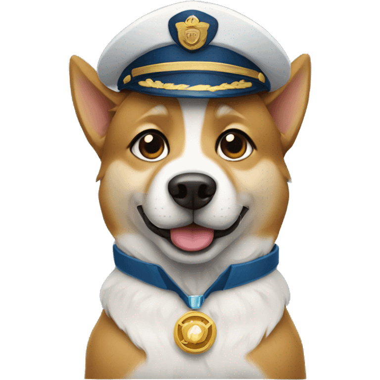 Siberian dog dressed as an airplane captain emoji