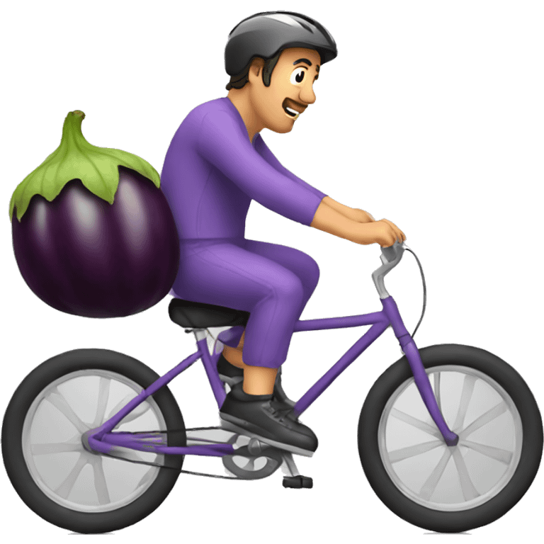 Man riding a bike on a eggplant emoji