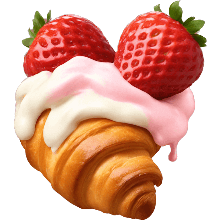 Croissant with strawberries and cream emoji