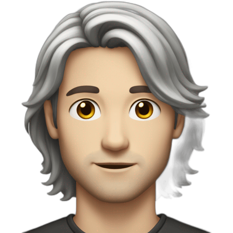 Handsome white boy almost 30 years old, black long hair emoji