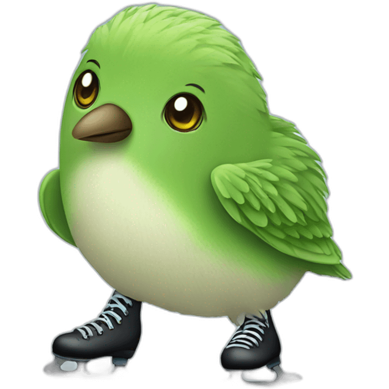 Kiwi bird on ice skates emoji