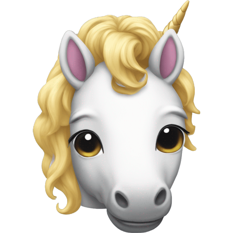 Unicorn with a wig emoji