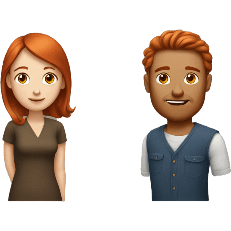 Red head man and brown head woman emoji