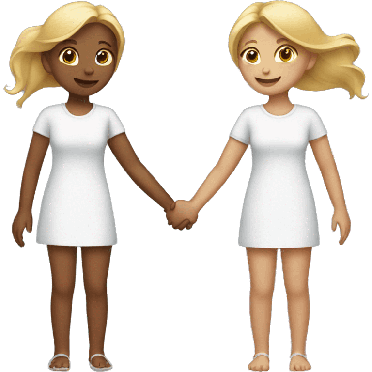 2 girls holding hands. emoji