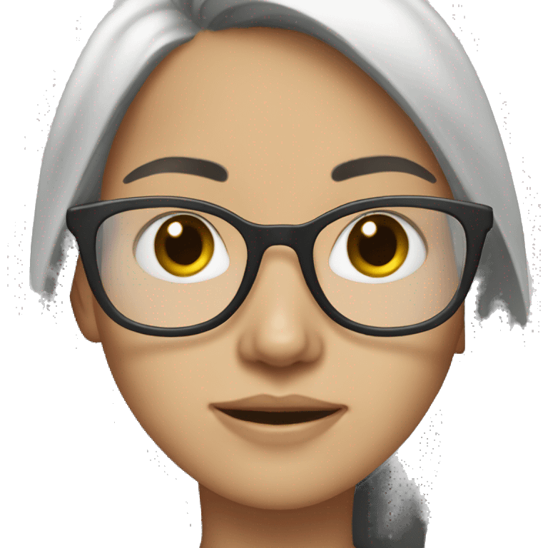 girl dark long hair white skin glasses emoji