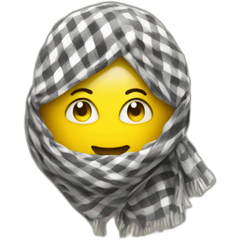 Yellow face emoji with kuffiyeh heart emoji