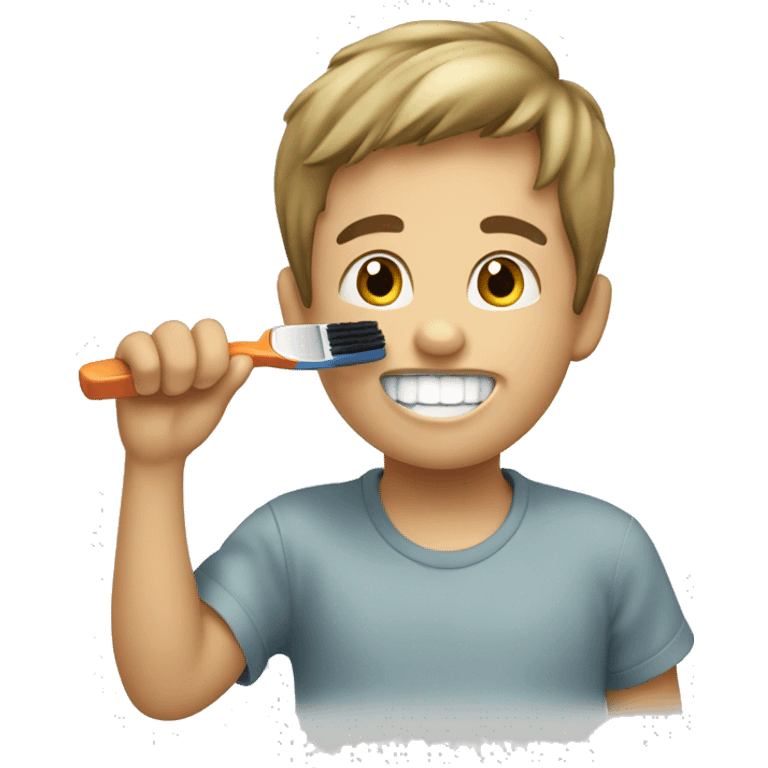 boy brushing teethbrush emoji