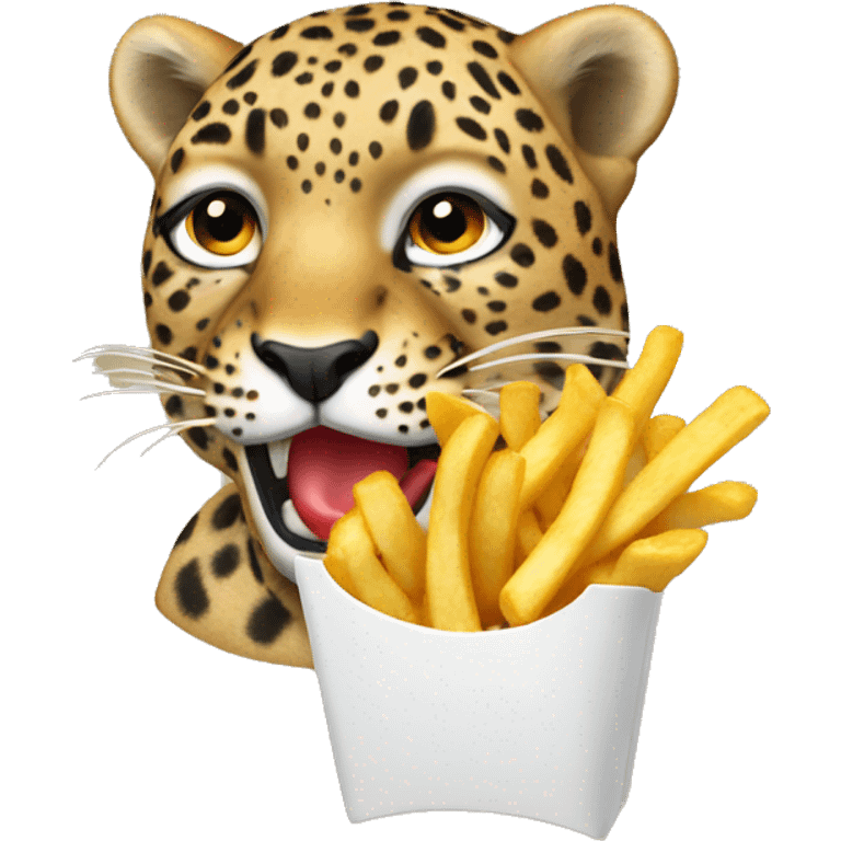 Leopard eating fries emoji