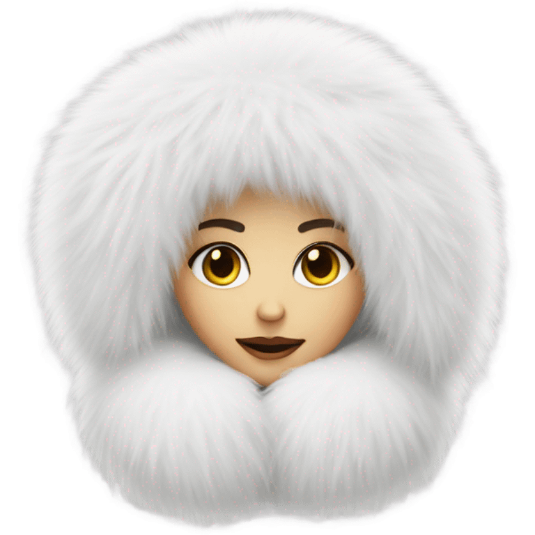 Girl in real white big fluffy fur muffs emoji