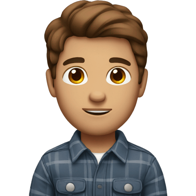 man with brown hair and brown eyes wearing a flannel emoji