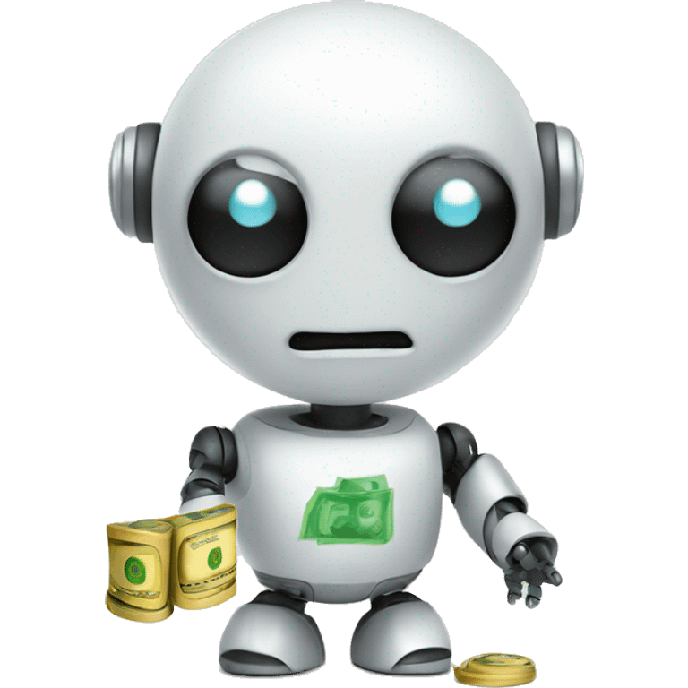 Cute robot with money emoji