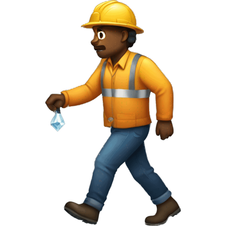 Miner walking away from diamonds emoji