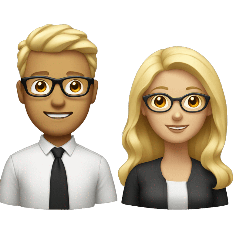 Woman with blonde hair and man with black hair with glasses emoji