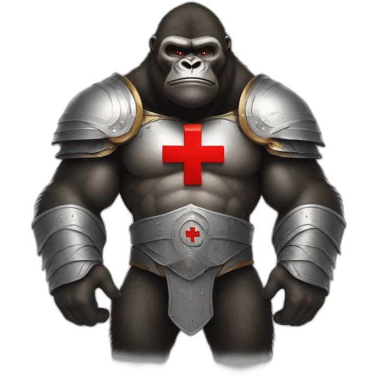 Buff Gorilla wearing a Crusader armor with the holy red Cross emoji