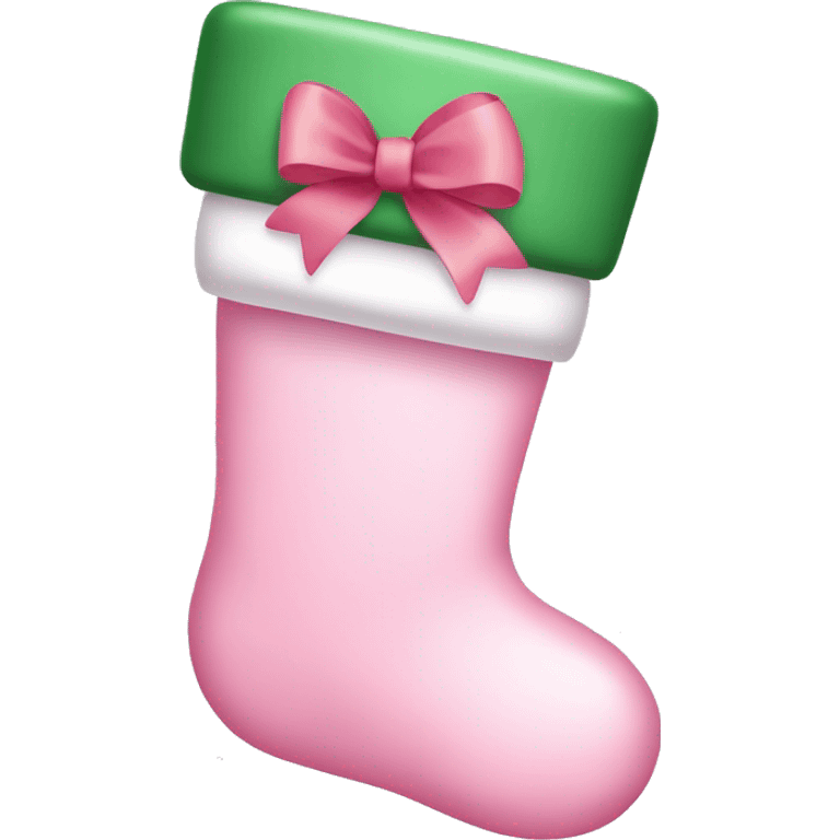  light pink Christmas stocking with big light pink bow emoji