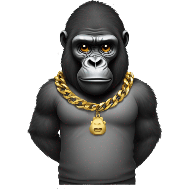 Gorilla with shirt and gold chain emoji