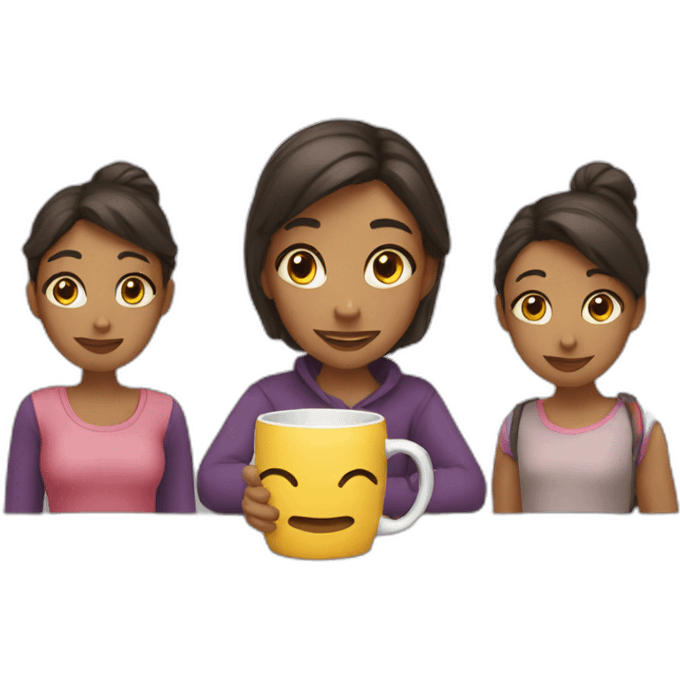 2 girls and a mug emoji