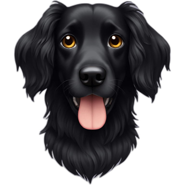 long haired all black dog emoji