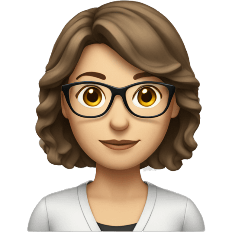 Female teacher brown hair glasses emoji