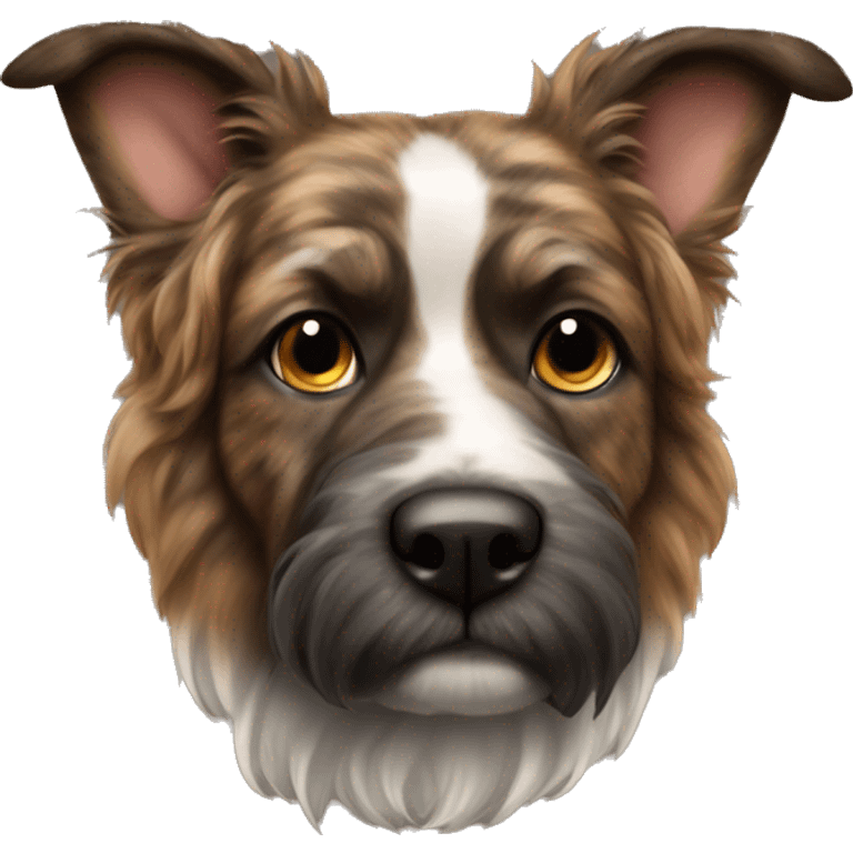 Brindle fluffy dog with brindle fur pointed ears  emoji