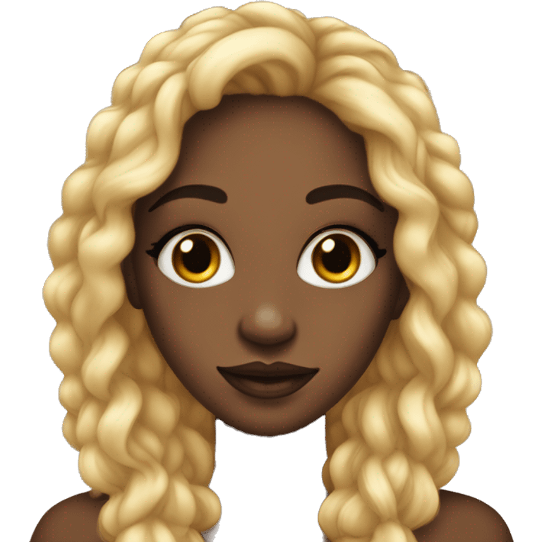 Black girl medium with long locks, full face makeup, girly with percing in nose  emoji