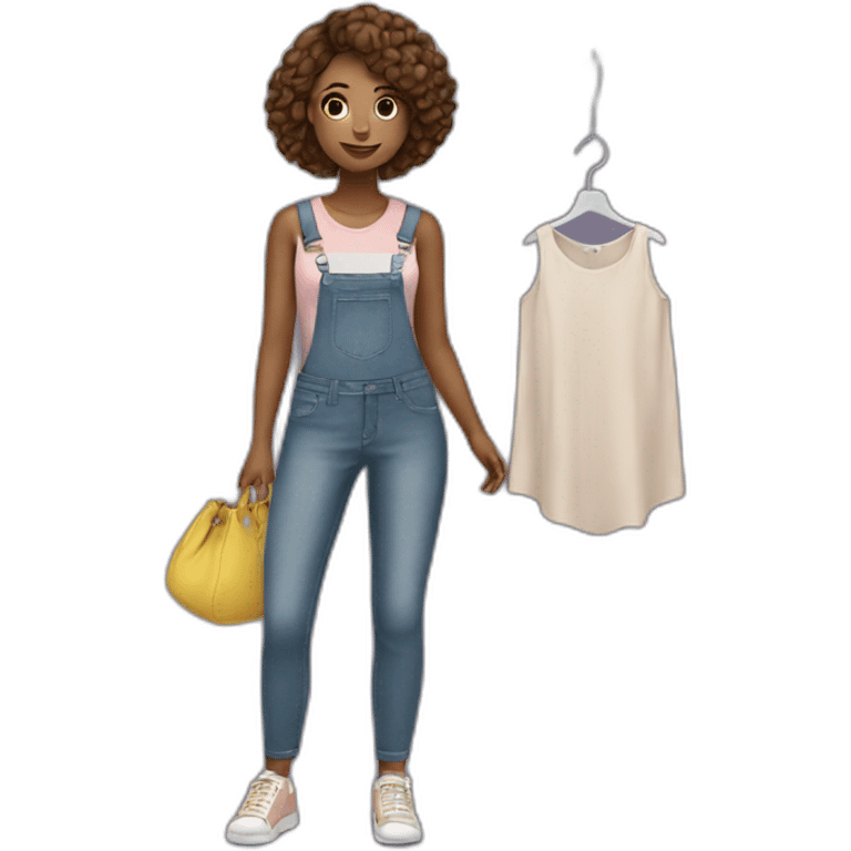 girl standing at a clothing rack emoji