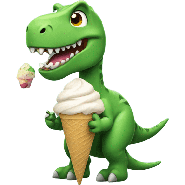 Dinosaur eating ice cream emoji