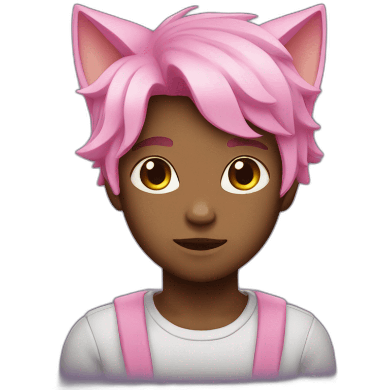 light dark catboy with pink hair emoji