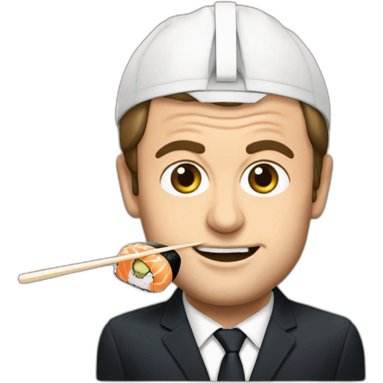 Emmanuel macron mange des sushi emoji