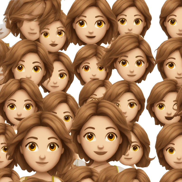 a girl with short brown hair realistic style emoji