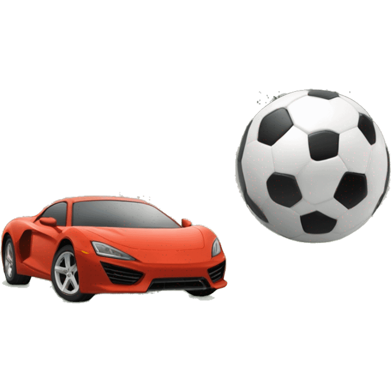 Sports car playing with a soccer in a stadium emoji