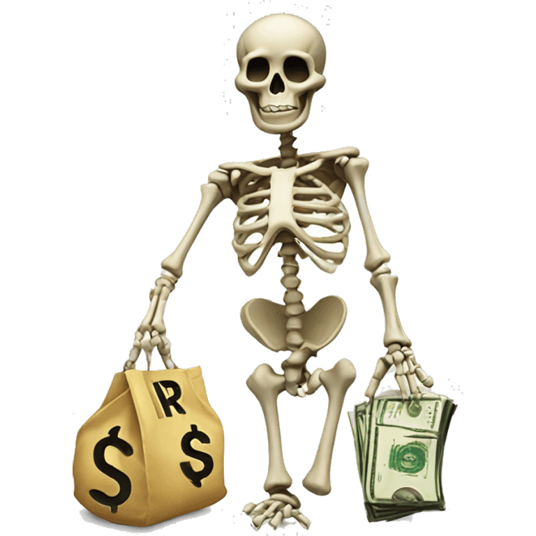 skeleton holding money bag emoji