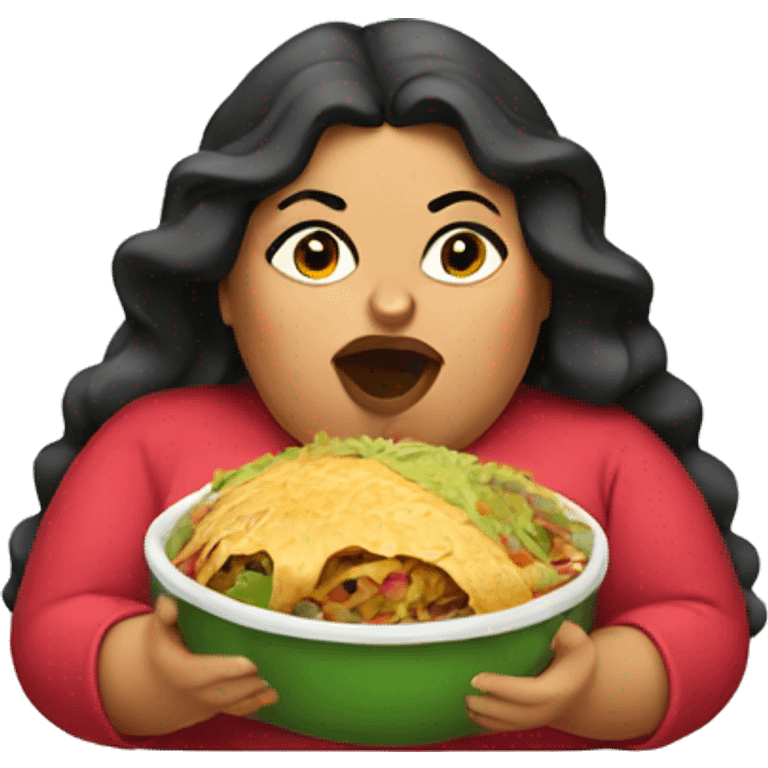 Fat mexican woman eating  emoji