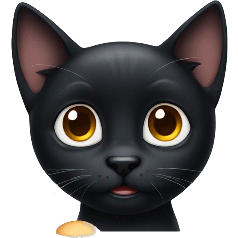 Black cat with sad puppy eyes begging for food emoji