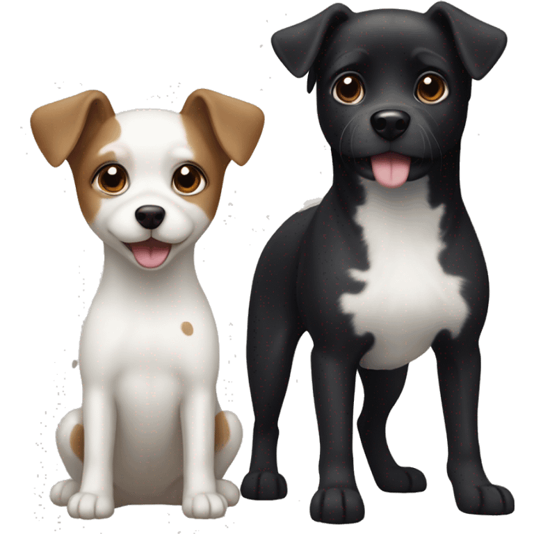 small black dog and small white dog with light brown spots  emoji